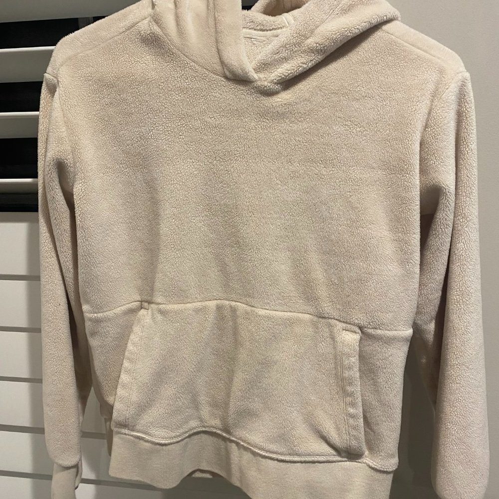 Athleta Girl cream fleece hoodie, size L/12